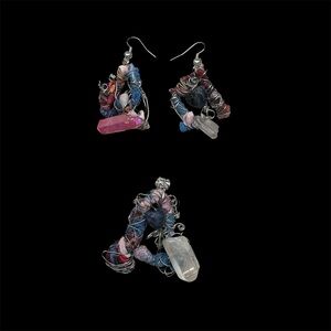 Colorful Artisan Wire Wrapped Crystal Earrings